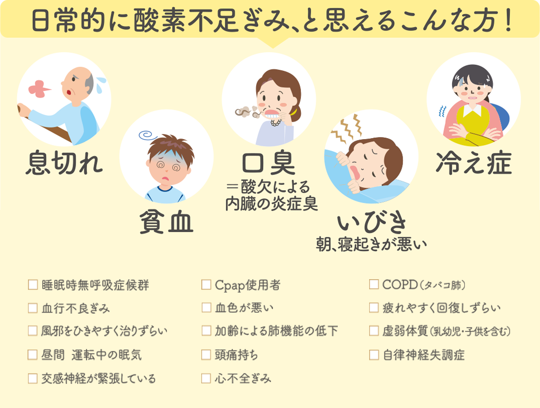 日常的に酸素不足ぎみ、と思えるこんな方！